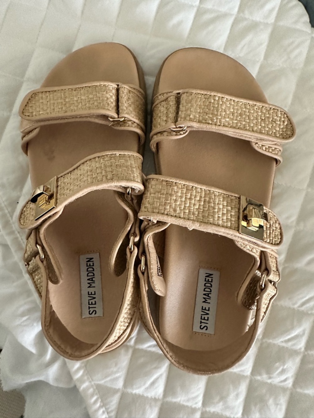 Steve Madden Beige Woven Strap Sandals